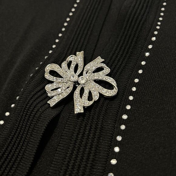Exclusively Misook Black Cardigan Jeweled Formal Clasp Acrylic Solid - Size 3X - Picture 3 of 11